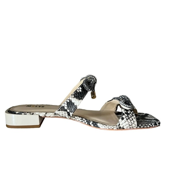 Anthroplogie Maeve Glitter Bow Snakeskin Sandals Gray NWOT Size 8 - Picture 7 of 12